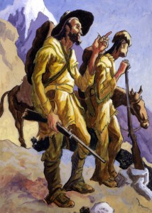 Thomas Hart Benton, The Mountain Men, Watercolor, 1995.