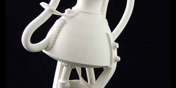 Jake Jacobson, Strut - A Teapot Frp, the Atomation Series #2, ceramic with glazed surface
