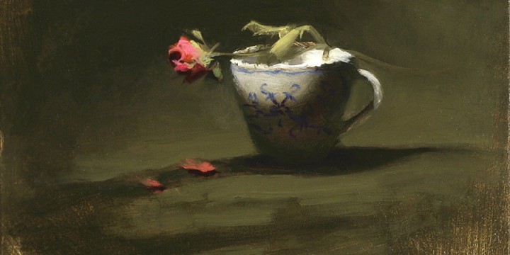 Jeremy Gooding, Rose and Teacup, oil