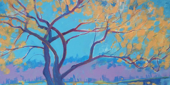 Pat Wiederspan Jones, Apricot Tree, acrylic