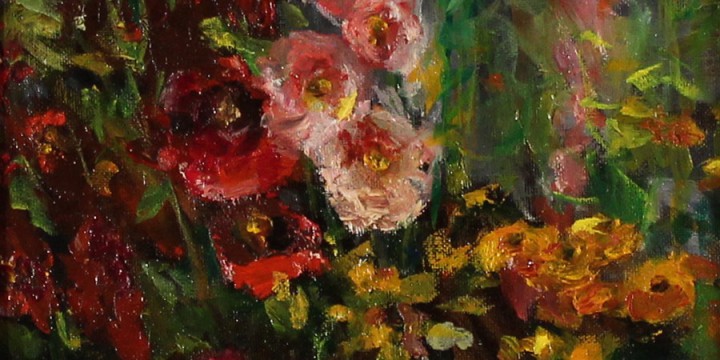 Virginia Wattles, Alley Roses, oil