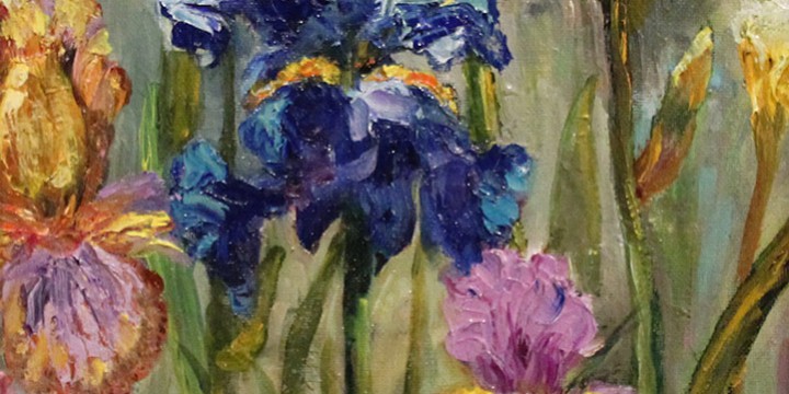 Virginia Wattles, Bloomin Iris, oil