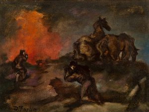 Emery Abraham (Donald) Forbes, The Night the Barn Burned, oil on board, 1934