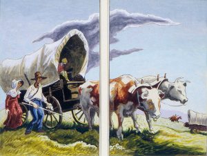 Thomas Hart Benton, The Covered Wagon, gouache, ink, 1945