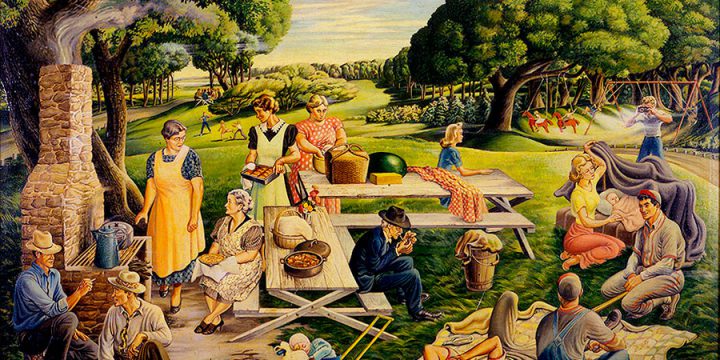 Terence R. Duren, Picnic in the Park, 1944, oil on canvas, c.1944