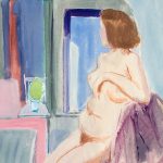 Myra Biggerstaff, Seated Nude, watercolor, c. 1946