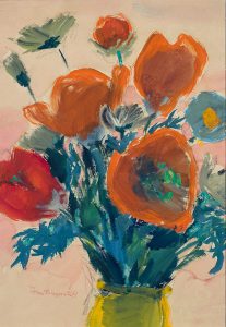 Myra Biggerstaff, Poppies, watercolor, 1945