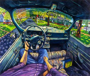 Vincent Hron, Driving, oil on canvas, 1992