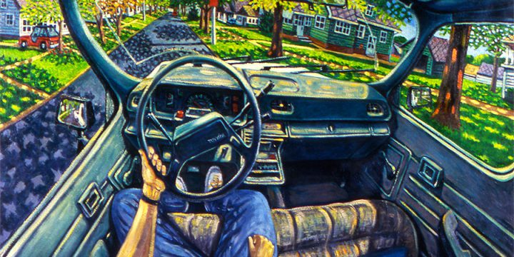 Vincent Hron, Driving, oil on canvas, 1992