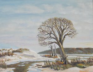 Dorothy Kropp, Platte River Valley, oil on board, n.d.