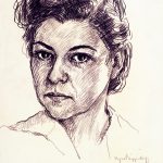 Myra Biggerstaff, Self-Portrait, graphite on paper, c. 1950s