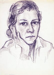 Myra Biggerstaff, Self-Portrait, graphite on paper, c. 1950s
