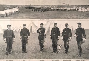 John A. Finch, The Great Military Encampment at Camp Brooke, Kearney, Nebraska, wood engraving, 1888.