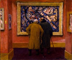 Grant Reynard, Gallery Discussion, oil on board, ca. 1929