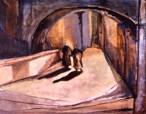 Freda Spaulding, Underpass, oil on canvas, n.d.