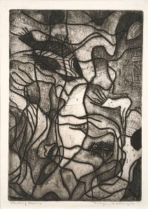 Freda Spaulding, Floating Forms, etching, n.d.
