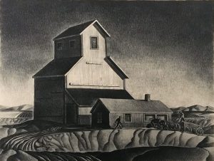 Dale Nichols, Grain Elevator, lithograph, c. 1945
