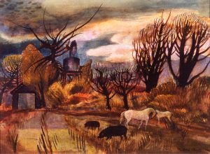 Afterglow Nebraska, Millard Sheets, watercolor, 1936