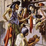 Thomas Hart Benton, Bartering with Traders, gouache, ink, 1945