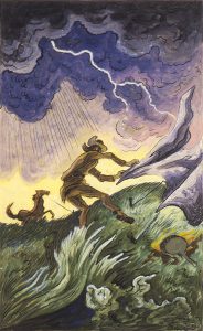 Thomas Hart Benton, Trapper in Windstorm, watercolor, 1945