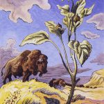 Thomas Hart Benton, Sunflower and Buffalo, gouache, ink, 1945