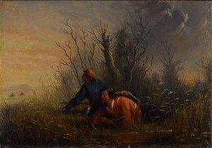 A Narrow Escape, Alfred Jacob Miller, oil on board, n.d.