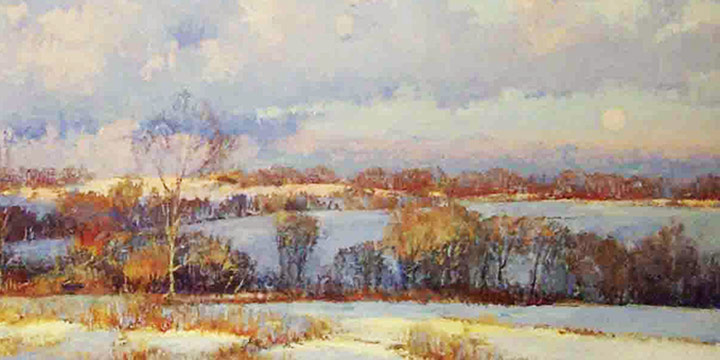 Hal Holoun, Winter Landscape, oil on canvas, 1992