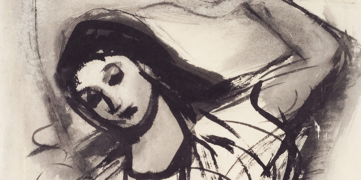 Freda Spaulding, Dancer, ink wash on paper, n.d.