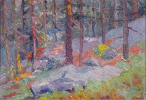 Robert F. Gilder, Untitled (forest), oil on board, n.d.