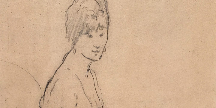Lawton S Parker, Seated Female Figure, crayon, pencil, n.d.