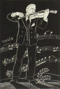 Dale Nichols, Untitled (violinist), woodblock print (11/60), n.d.