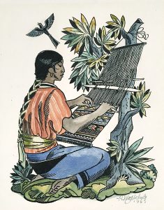 Dale Nichols, Mayan Back-Strap Weaver, lithograph, 1965