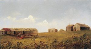 Imogene See, Nebraska Farmstead, oil on academy board, c. 1880s