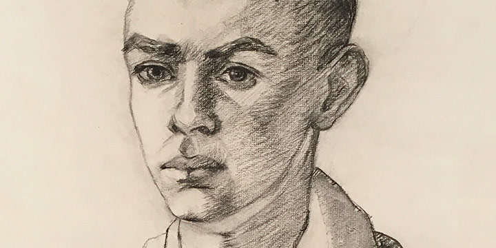 Kathleen Parks Adkison, Untitled (well dressed young man), charcoal, 1941