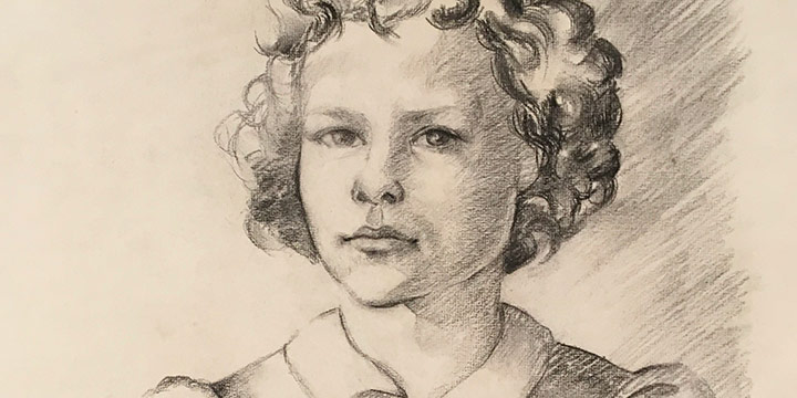 Kathleen Park Adkinson, Untitled (young girl), charcoal, 1941