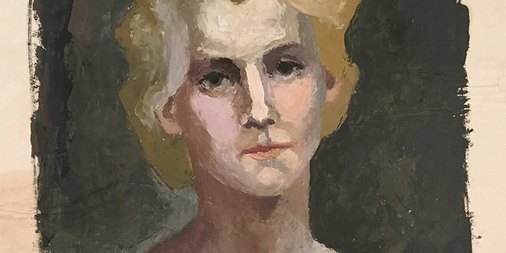 Kathleen Parks Adkison, Untitled (female portrait),  oil on paper (with color notes), n.d.