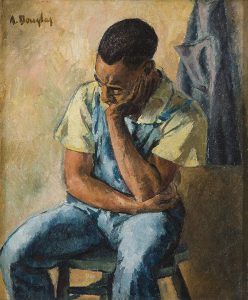 Aaron Douglas, Untitled (seated man with head resting), oil on canvas, n.d.