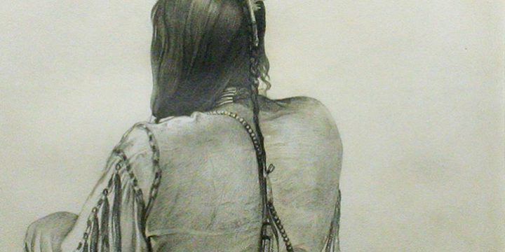 Rudolf Cronau, Schiosapa. a Dakota Indian Drawing made at Ft. Randall, S. Dakota, in order to show arrangement of the scalp. Oct. 31, 1881, graphite on artist board