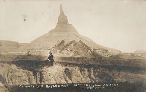 Solomon D. Butcher, Chimney Rock, Bayard, Neb., postcard with original black & white photograph, c. 1908