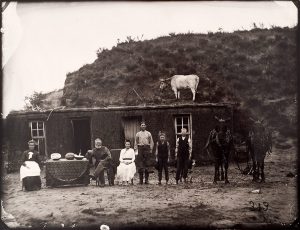 Solomon D. Butcher, Sylvester Rawding house, north of Sargent, Custer County, Nebraska 1886, black & white photograph (from glass plate negative in the Nebraska State Historical Society Collection)