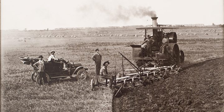 Solomon D. Butcher, Radford and sons plowing near Newark, Kearney County, Nebraska, 1910, black & white photograph (from glass plate negative in the Nebraska State Historical Society Collection) c. 1982-1984