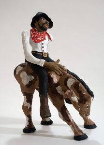 Reece Crawford, Ned the Cowboy, paper clay, paint, 1993