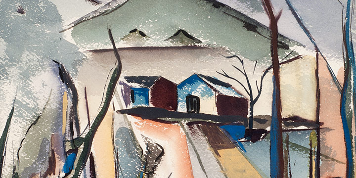Norris Alfred, Untitled (Oregon), watercolor, 1953