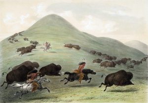 George Catlin, Catlin's North American Indian Portfolio, Buffalo Hunt, Chase - No. 6, lithograph, c. 1844