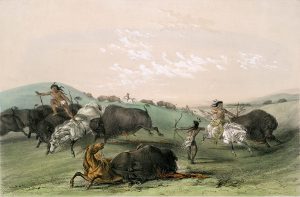 George Catlin, Catlin's North American Indian Portfolio, Buffalo Hunt, Chase - No. 7, lithograph, c. 1844