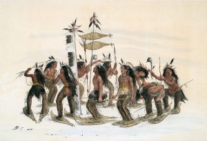George Catlin, Catlin's North American Indian Portfolio, The Snow-Shoe Dance, lithograph, c. 1844