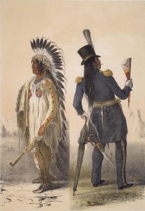 George Catlin, Catlin's North American Indian Portfolio, Wi-Jun-Jon (An Assinneboin Chief, going to Washington and returning to his home), lithograph, c. 1844