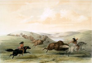 George Catlin, Catlin's North American Indian Portfolio, Buffaloe Hunting, lithograph, c. 1844