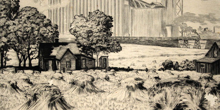 Lyman Byxbe, Wheat, etching, 1959, 7¼ × 8¾"