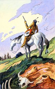 Thomas Hart Benton, Indian and White Horse, gouache, ink, 1945
